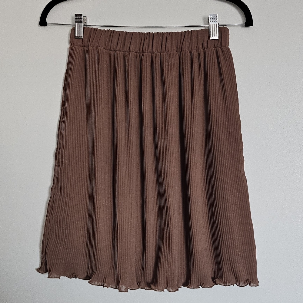 Duras Gyaru Japan Soft Brown A-Line Pleated High Waist Skirt